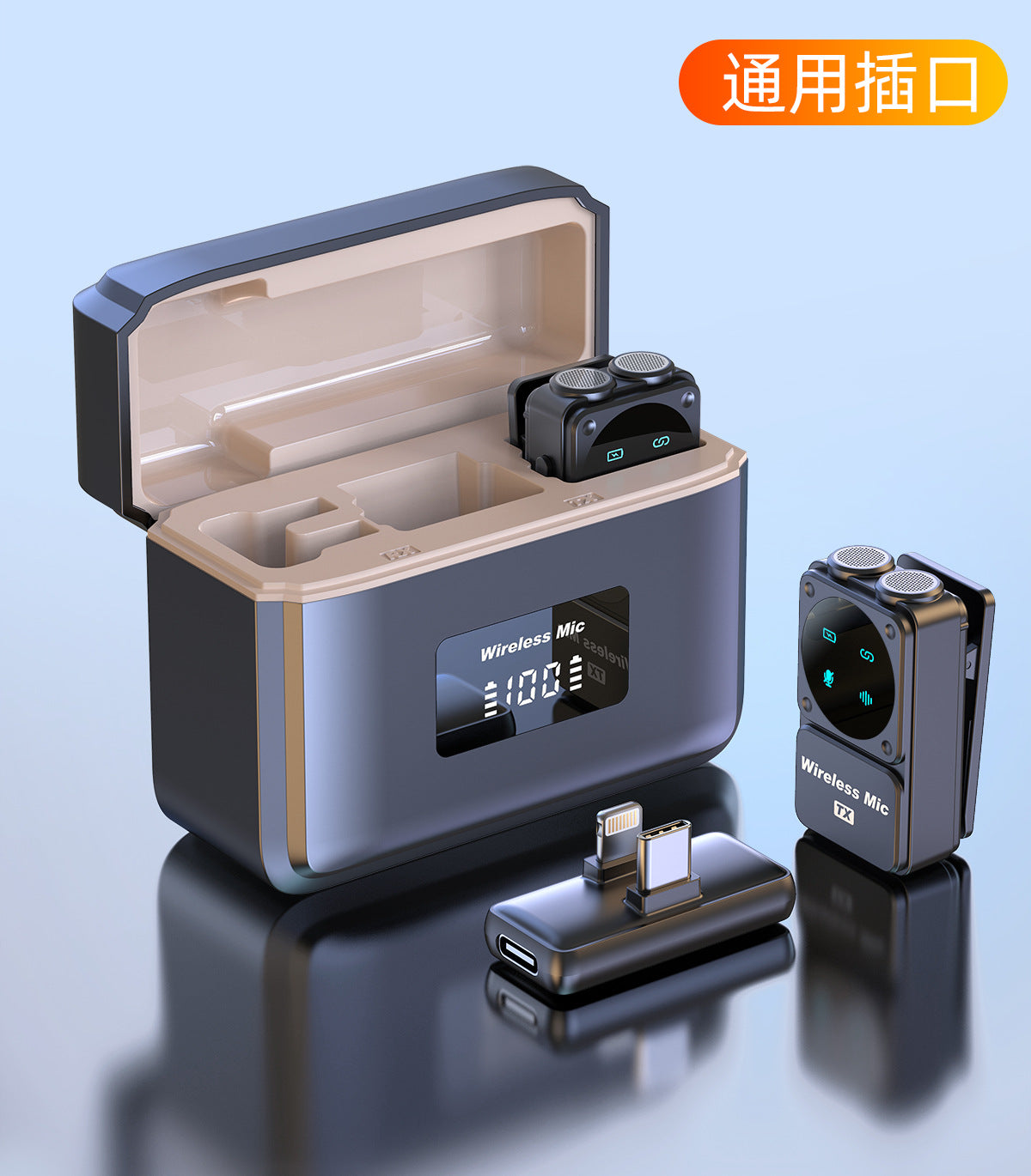 Q12 Wireless Lavalier Microphone with Dual Receivers & Charging Case β AI Noise Cancellation for iPhone, Android & Camera